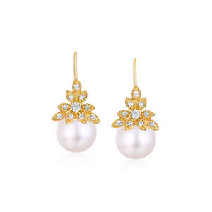 Pearl Diamond Simulated Drop Dangle Earrings